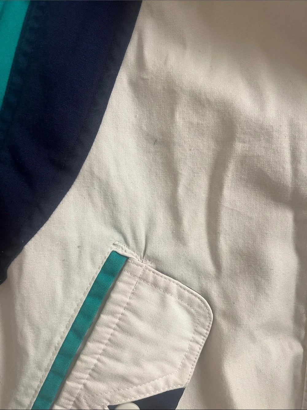 Vintage  White Teal & Navy Windbreaker Jacket